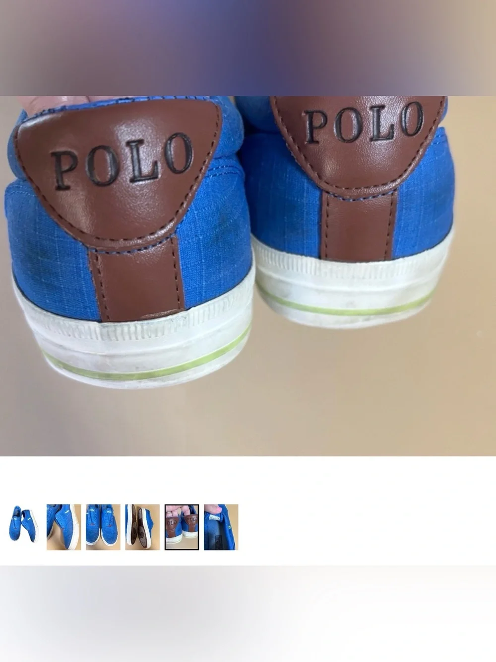 Ralph Lauren Polo blue and green slip on men’s boat shoes 8.5